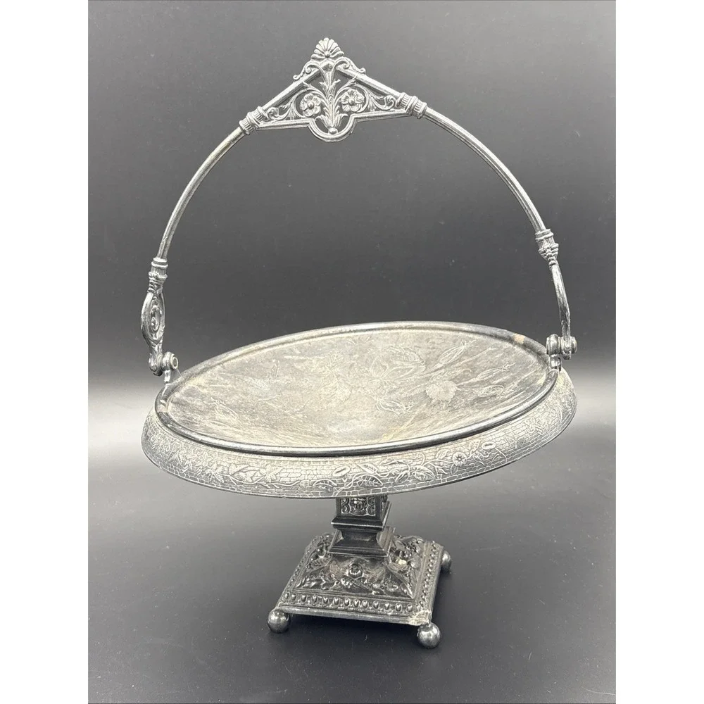 Victorian Meriden Britannia Co Silverplate Bride's Basket Base Pattern 3934